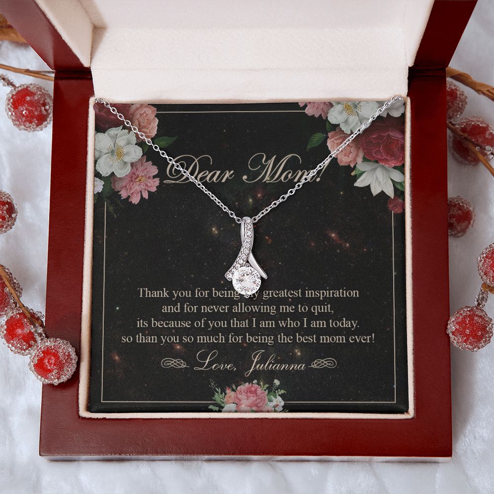 To My Mom Necklace, Gift For Mom On Mother's Day Thank You Mom Gifts From Kids Mom Julianna Alluring Beauty Necklace