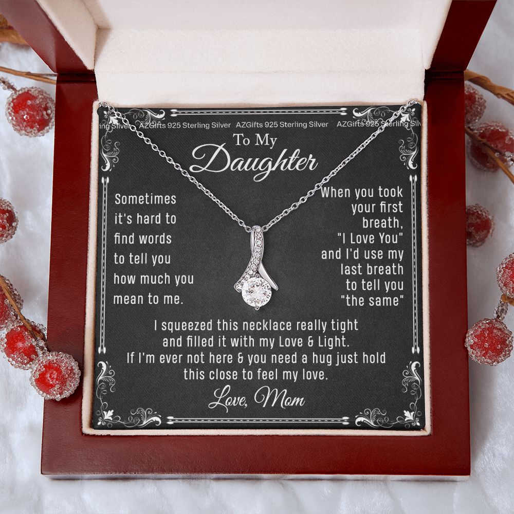 To My Daughter Necklace From Mom - Necklaces For Daughter From Mom, Mother Daughter Necklace, Gifts For Daughters From Mothers, Jewelry Gift For Badass Daughter On Birthday, Christmas, Graduation Alluring Beauty Necklace