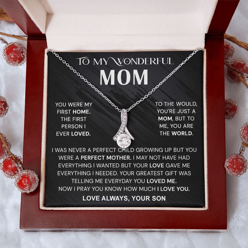 To My Wonderful Mom Necklace, Mom From Son Gift, Gift for Mother's Day From Son, Gift for Mom, Mother Gift from Son Necklace, Son to Mom Gifts, Mom gifts, Mothers Day Gift From Son Alluring Beauty Necklace
