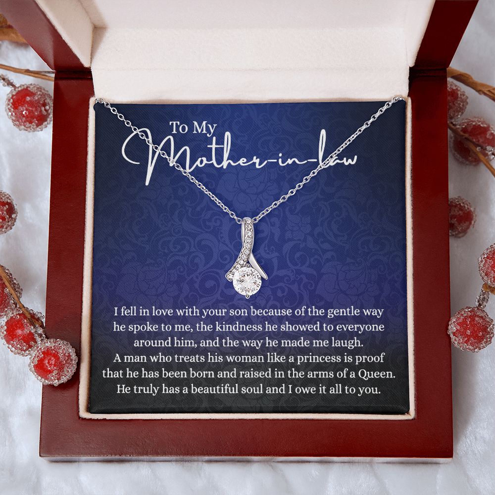 To My Mother in Law Necklace, Mother in Law Jewelry Box, Gift Card, Necklace for Mother in Law Jewelry Gift to My Mother-in-law on Wedding Day Mother's day gift for Mother in Law Alluring Beauty Necklace