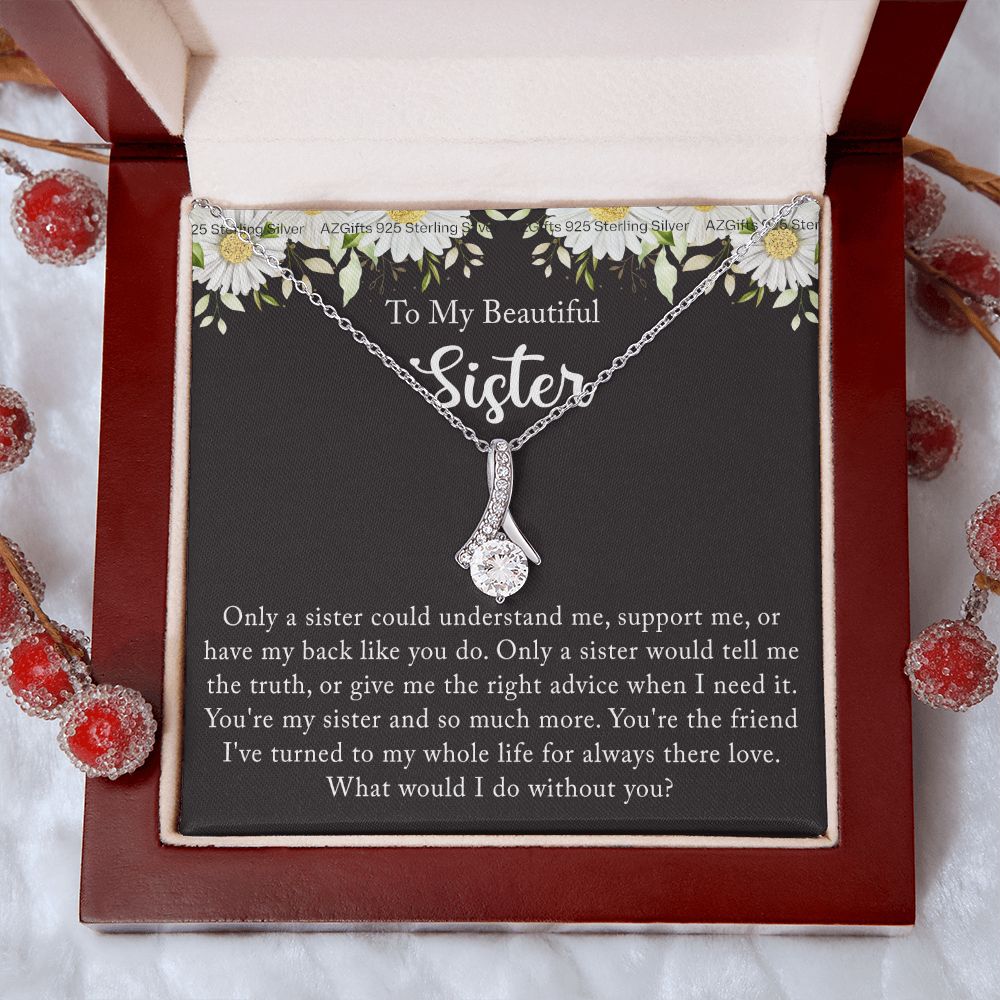 To My Sister Necklace, Sister to Sister, Birthday gift For Sister from Brother 2 Alluring Beauty Necklace