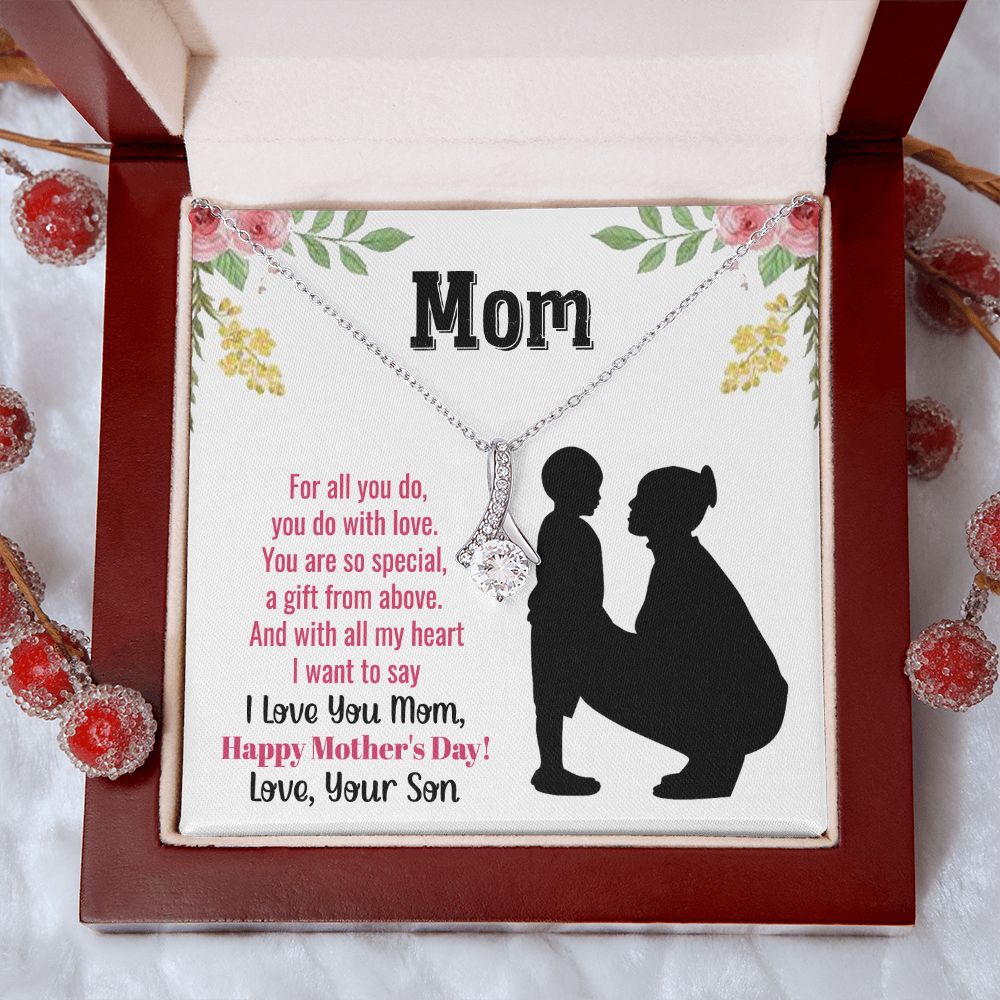 To My Mom Necklace, Gift For Mom, Mother's Day Gift from Daughter, Mom Jewelry Gift for Mothers Day, Birthday Gift for Mother, Moms Gift from Daughter Son, Necklace for Mom Mother22 Alluring Beauty Necklace