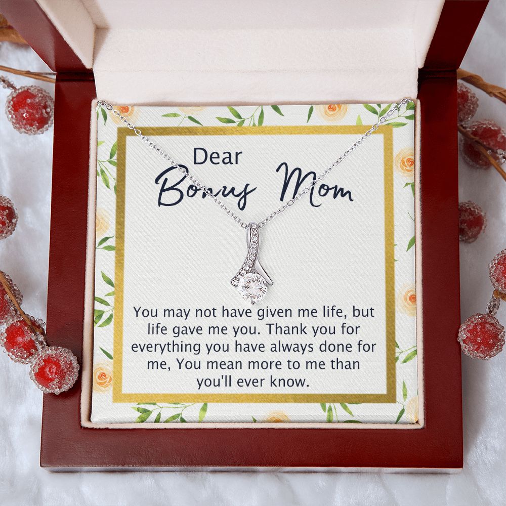 Bonus Mom Gifts, To My Bonus Mom Necklace, Bonus Mom Jewelry, Necklace for Bonus Mom, Step Daughter To Stepmother Necklace, Step Mom Necklace for Women Step Mom Mothers Day Jewelry Alluring Beauty Necklace