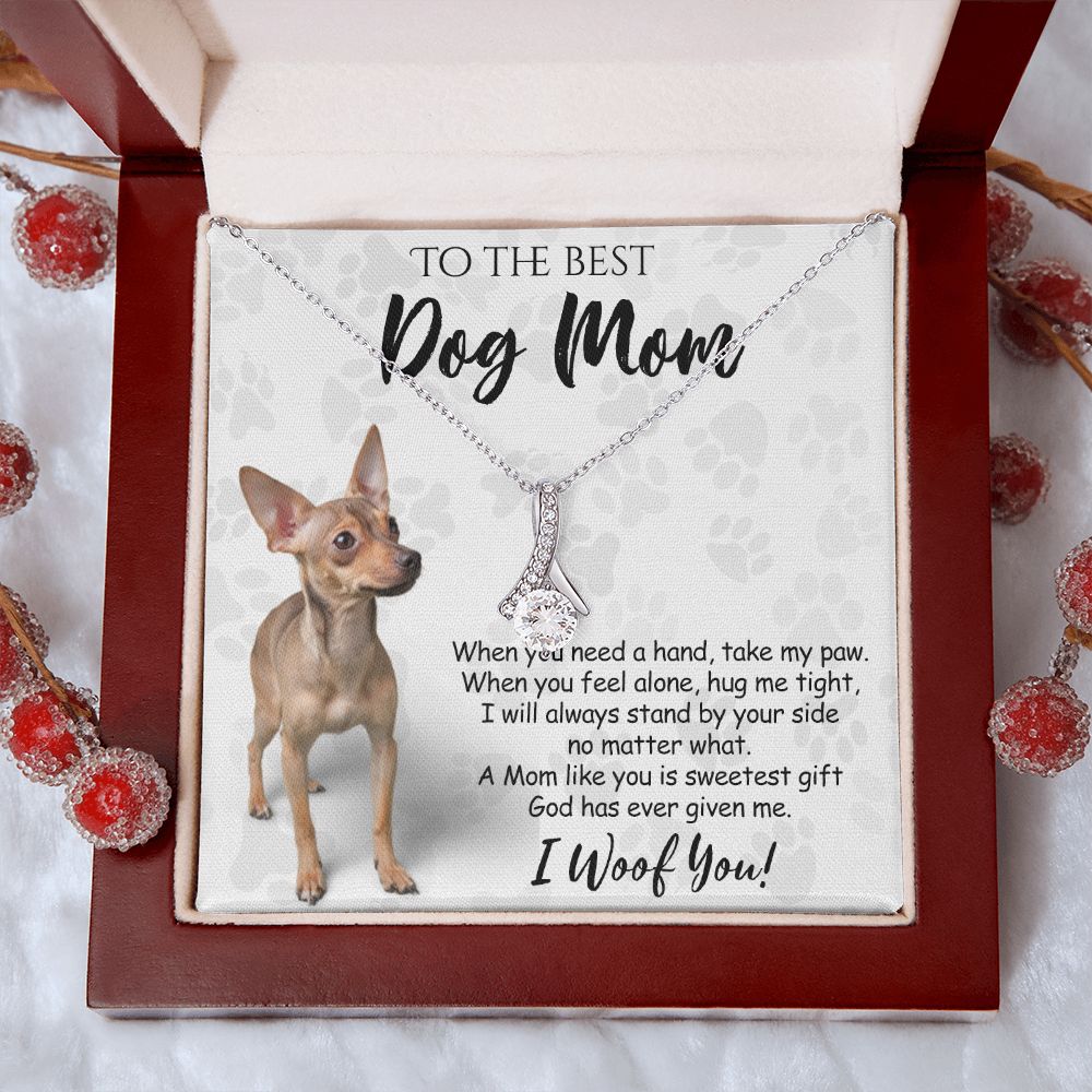 To The Best Chihuahua Dog Mom Knot Necklace Mother's Day Gift , I Woof You Quote Gift Card, Message Card Jewelry For Dog Lovers, Necklace For Mom Alluring Beauty Necklace