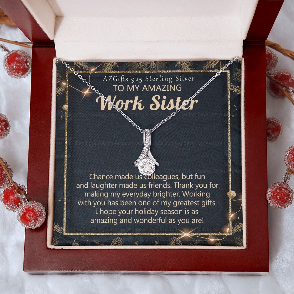 To My Work Sister Necklace Gift for Colleague Christmas Necklace for Work Sister from Co-Worker Christmas Pendant Gift for Colleague Christmas Jewelry Gift for Her Women 301 Alluring Beauty Necklace