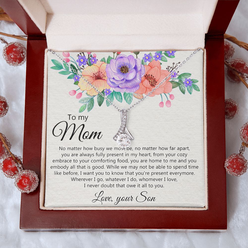 To my Mom Love Your Son Necklace, Meaningful Gift for Mom Necklace Jewelry for Women, Gift for Mom from Son, Son to Mom Jewelry Box, Mom Gift on Mother's Day Birthday Holiday Present Alluring Beauty Necklace