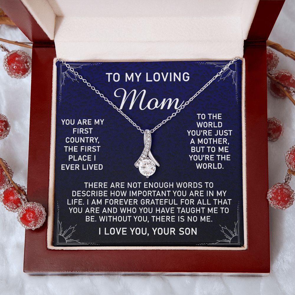 To My Loving Mom Necklace, Gift for Mom from Son, Mother's Day Jewelry Gift, Necklace for Mom Birthday Anniversary Mother's Day Jewelry Gift, To My Mom Necklace from Son Alluring Beauty Necklace