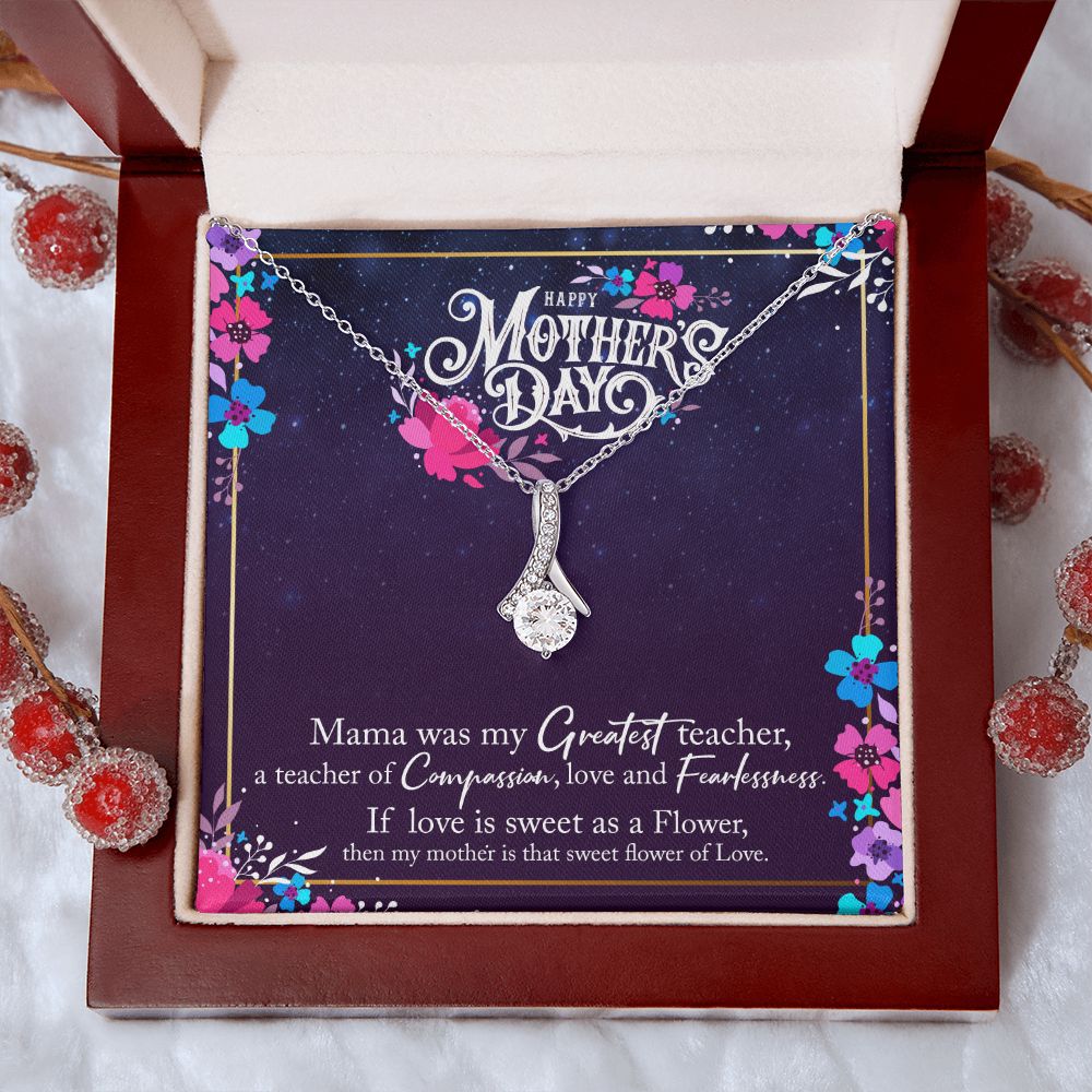 To My Mom Mother Necklace Pendant Gìt From Daughter Or Son Happy Mothers Day Mama Was My Greatest Teacher With Message Card Gift For Mom Alluring Beauty Necklace