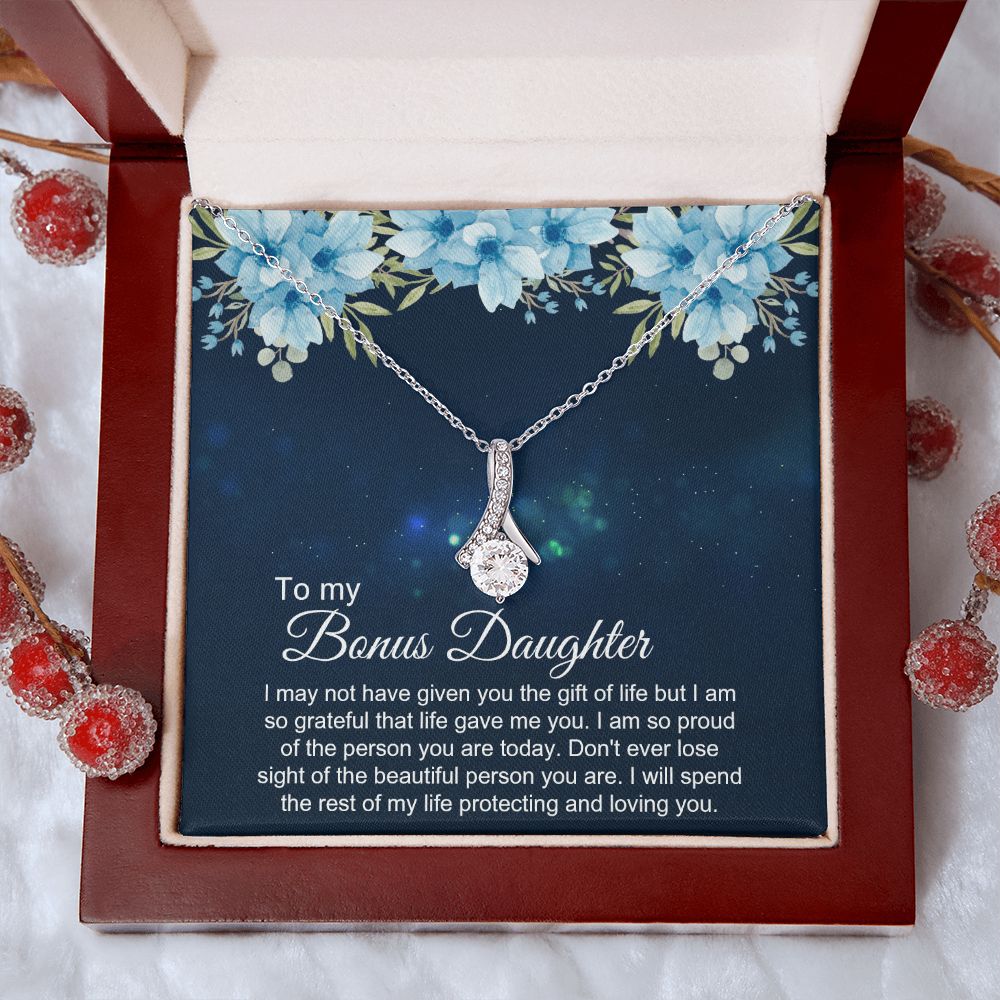 Bonus Daughter Gifts From Stepdad, Step Daughter Gifts From Stepmom, Stepdaughter Gifts From Stepdad, Father Stepdaughter Necklace, To My Bonus Daughter Necklaces, Christmas Gifts For Bonus4 Alluring Beauty Necklace