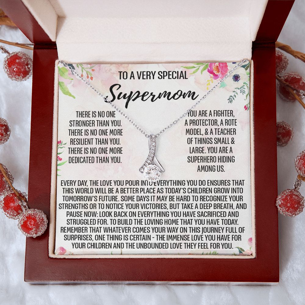 To Supermom Mom Necklace Gift for Single Mother Necklace Holiday, Christmas, Birthday Present for Single Mother, Super Mom, Mother's Day Gift Mom Jewelry for Women 301 Alluring Beauty Necklace