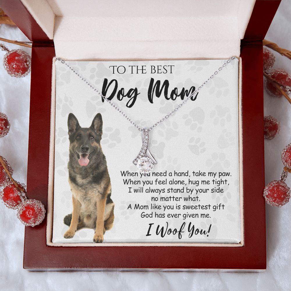 To The Best German Shepherd Dog Mom Knot Necklace Mother's Day Gift , I Woof You Quote Gift Card, Message Card Jewelry For Dog Lovers, Necklace For Mom Alluring Beauty Necklace