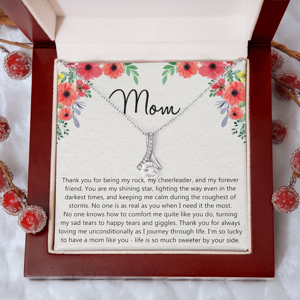 To My Mom Gift Necklace for Mother Daughter Jewelry, Thank You Mom Gift, Gift for Mom from Daughter to Mother Necklace Pendant Jewelry Box for Mom on Mother's Day Birthday Alluring Beauty Necklace