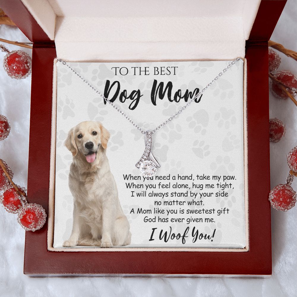 To The Best Golden Retriever Dog Mom Knot Necklace Mother's Day Gift , I Woof You Gift Card, Message Card Jewelry For Dog Lovers, Necklace For Mom Alluring Beauty Necklace