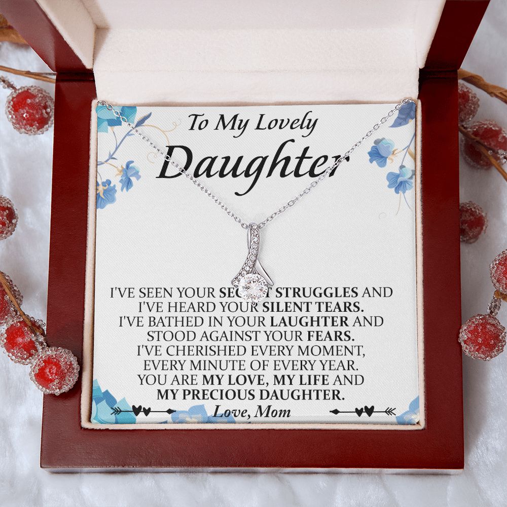 Mother and Daughter Necklace for Girls, To My Daughter Gift Necklace from Mom, Birthday Christmas Gift Graduation Gifts for Daughters, Jewelry Pendant Present for Daughter, Mother Daughter Gift 41 Alluring Beauty Necklace