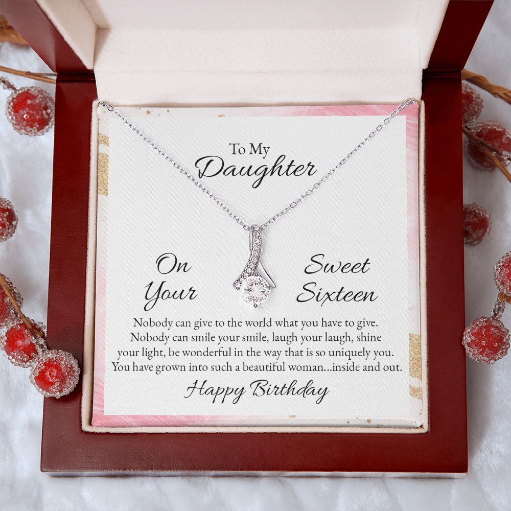 Mother and Daughter Necklace for Girls, To My Daughter Gift Necklace from Mom, Birthday Christmas Gift Graduation Gifts for Daughters, Jewelry Pendant Present for Daughter, Mother Daughter Gift 43 Alluring Beauty Necklace