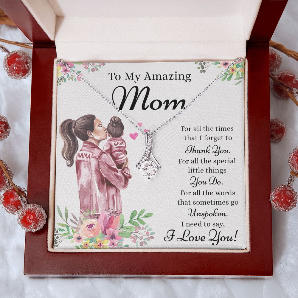Mom Necklace Gifts for Mom from Daughter to Mom Gifts for Mothers Day from Daughter, To My Mom Necklace from Daughter to Mom Birthday Gifts Necklace with Message Card and Gift Box2240 Alluring Beauty Necklace