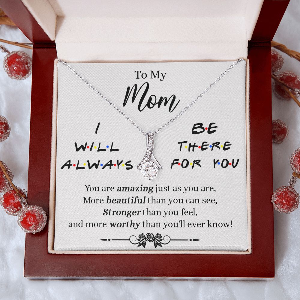 Mother Daughter Necklace Gifts For Mom Birthday Christmas Mothers Day Present To My Mom Jewelry Pendant Message Card Gift Box Alluring Beauty Necklace