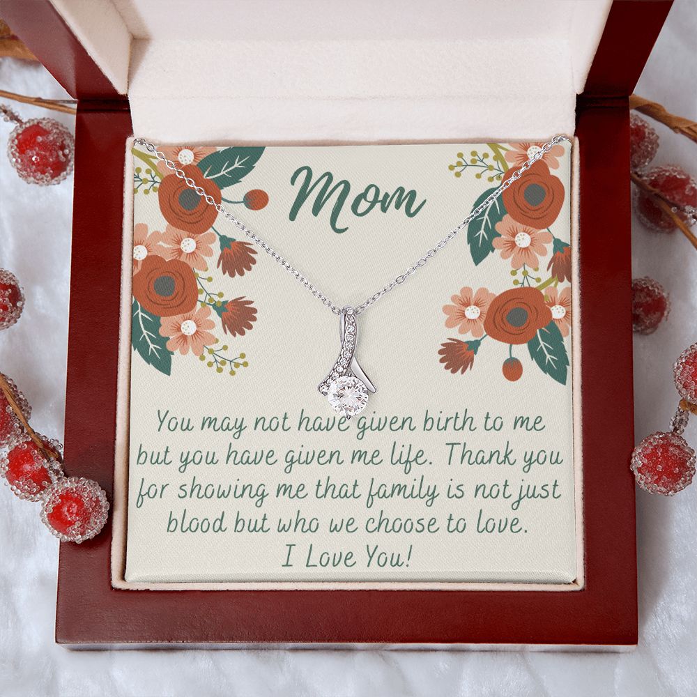 To My Mom Love Knot Necklace Gift for Stepmom Birthday Present Idea for Mother Alluring Beauty Necklace