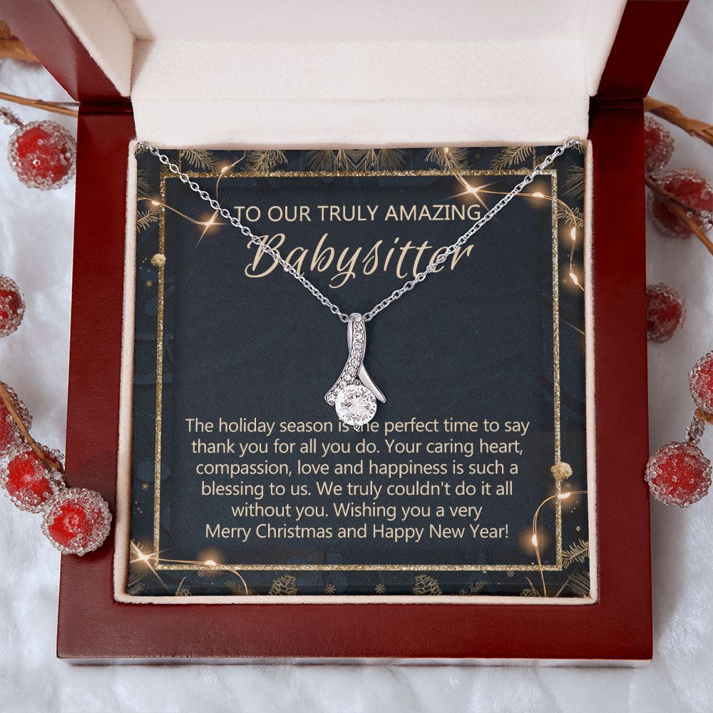 Babysitter Christmas Necklace Gift, Babysitter Gift, Christmas Babysitter Gift from Family, Merry Christmas Day Gift, Holiday Gift, Babysitter Necklace for Women 301 Alluring Beauty Necklace