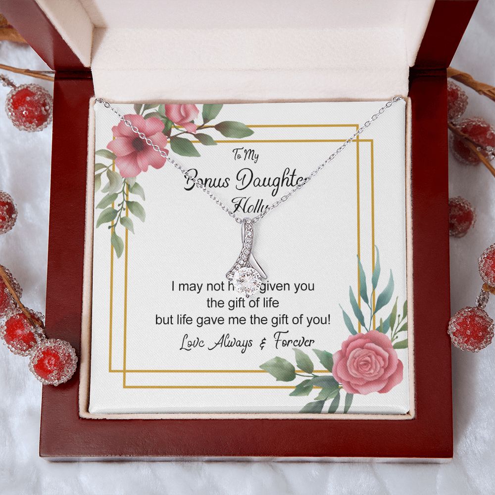 Bonus Daughter Gifts From Stepdad, Step Daughter Gifts From Stepmom, Stepdaughter Gifts From Stepdad, Father Stepdaughter Necklace, To My Bonus Daughter Necklaces, Christmas Gifts For Bonus6 Alluring Beauty Necklace