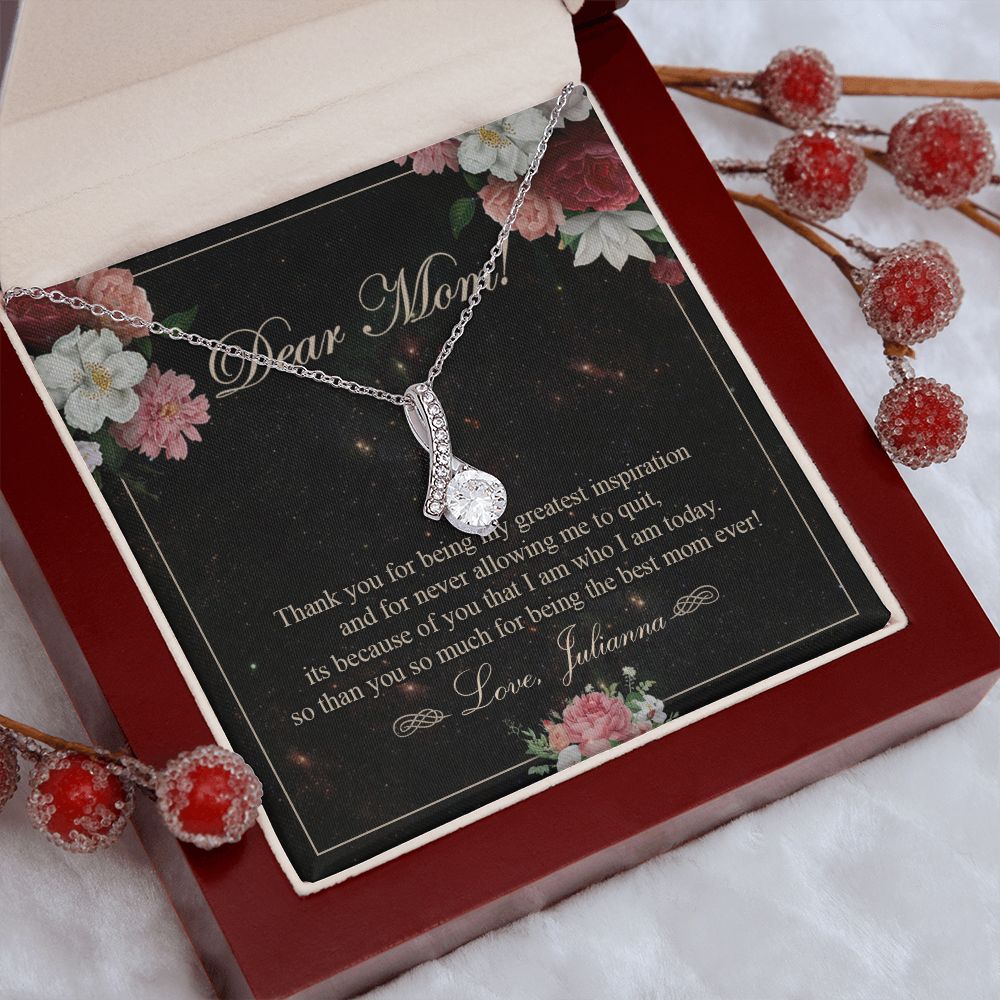 To My Mom Necklace, Gift For Mom On Mother's Day Thank You Mom Gifts From Kids Mom Julianna Alluring Beauty Necklace