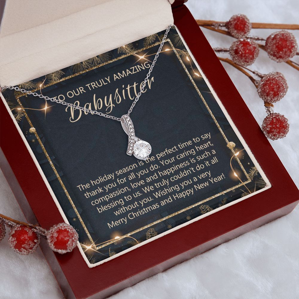 Babysitter Christmas Necklace Gift, Babysitter Gift, Christmas Babysitter Gift from Family, Merry Christmas Day Gift, Holiday Gift, Babysitter Necklace for Women 301 Alluring Beauty Necklace