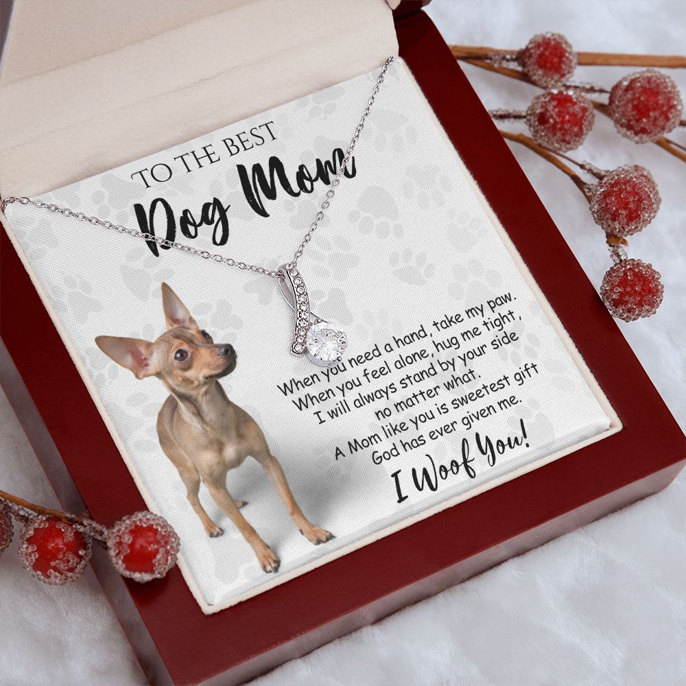 To The Best Chihuahua Dog Mom Knot Necklace Mother's Day Gift , I Woof You Quote Gift Card, Message Card Jewelry For Dog Lovers, Necklace For Mom Alluring Beauty Necklace