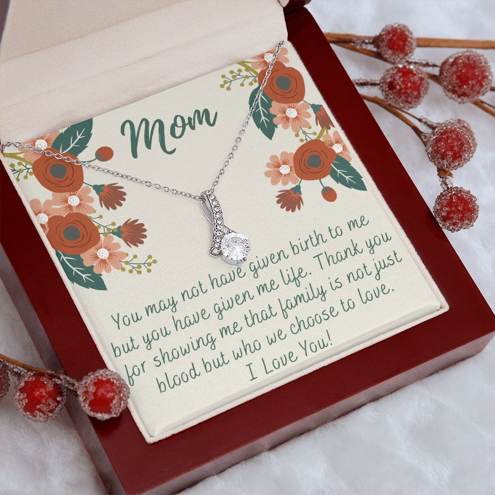 To My Mom Love Knot Necklace Gift for Stepmom Birthday Present Idea for Mother Alluring Beauty Necklace
