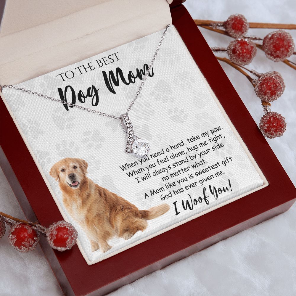 To The Best Golden Retriever Dog Mom Knot Necklace Mother's Day Gift , I Woof You Quote Gift Card, Message Card Jewelry For Dog Lovers, Necklace For Mom Alluring Beauty Necklace