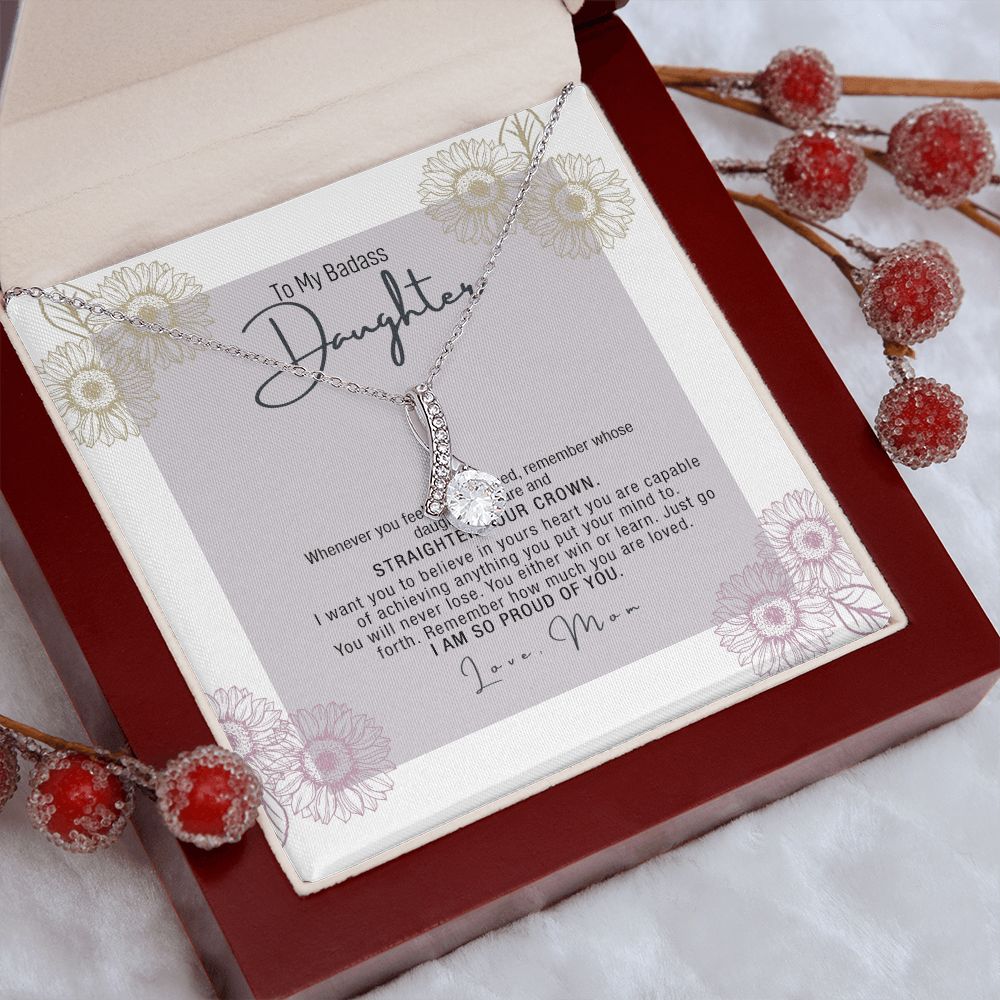 Bonus Daughter Gifts From Stepdad, Step Daughter Gifts From Stepmom, Stepdaughter Gifts From Stepdad, Father Stepdaughter Necklace, To My Bonus Daughter Necklaces, Christmas Gifts For Bonus5 Alluring Beauty Necklace