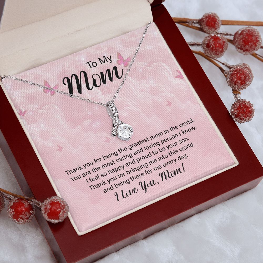 To My Mom Necklace, Gift For Mom, Mother's Day Gift from Daughter, Mom Jewelry Gift for Mothers Day, Birthday Gift for Mother, Moms Gift from Daughter Son, Necklace for Mom Mother 24 Alluring Beauty Necklace
