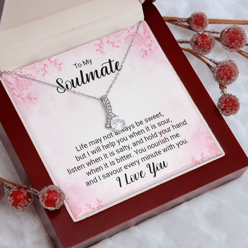 To My Soulmate Necklace for Women Birthday Christmas Jewelry Gifts For My Wife with Message Card Box Personalized Gift Present Pendant for Future Wife Soulmate Girlfriend Love 15 Alluring Beauty Necklace