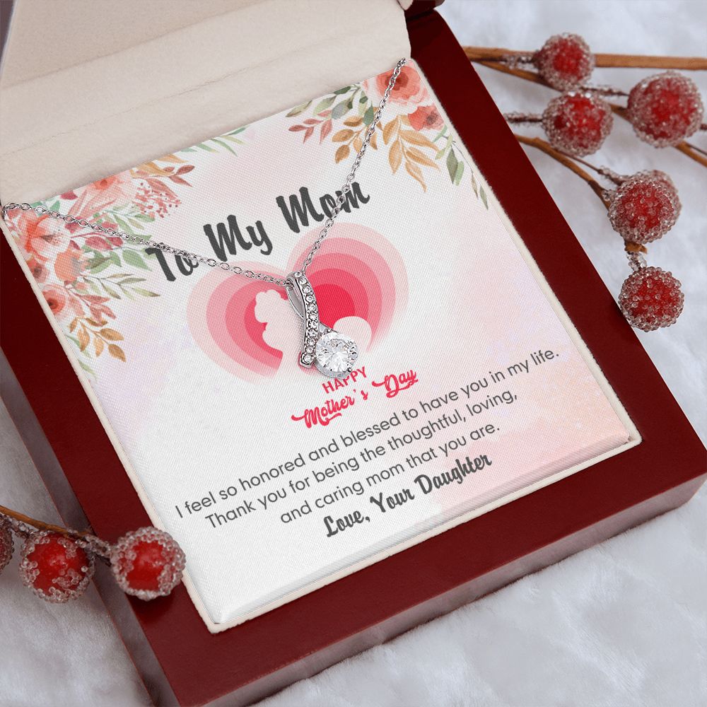 To My Mom Necklace Pendant Gift From Daughter And Happy Mother's Day Gift For Mom Birthday, Anniversary Thank You Alluring Beauty Necklace