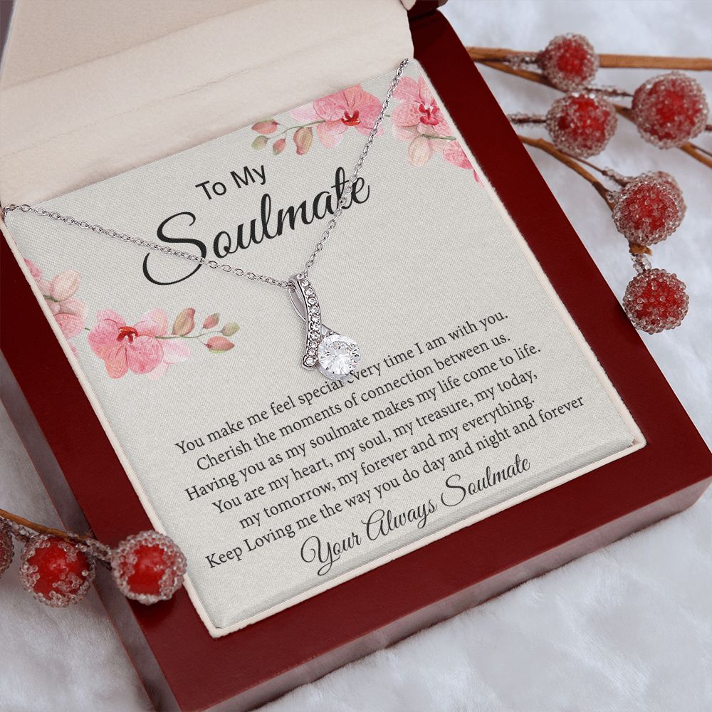 To My Soulmate Necklace for Women Birthday Christmas Jewelry Gifts For My Wife with Message Card Box Personalized Gift Present Pendant for Future Wife Soulmate Girlfriend Love 27 Alluring Beauty Necklace