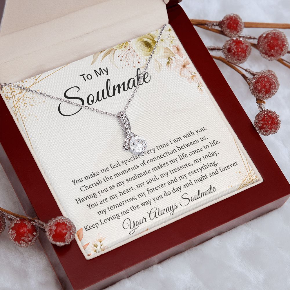To My Soulmate Necklace for Women Birthday Christmas Jewelry Gifts For My Wife with Message Card Box Personalized Gift Present Pendant for Future Wife Soulmate Girlfriend Love 26 Alluring Beauty Necklace