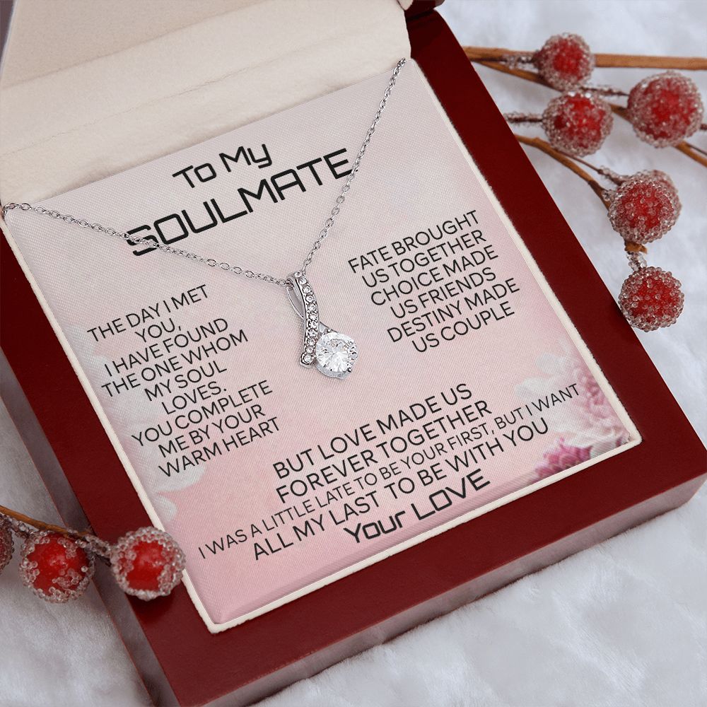 To My Soulmate Necklace for Women Birthday Christmas Jewelry Gifts For My Wife with Message Card Box Personalized Gift Present Pendant for Future Wife Soulmate Girlfriend Love 2 Alluring Beauty Necklace