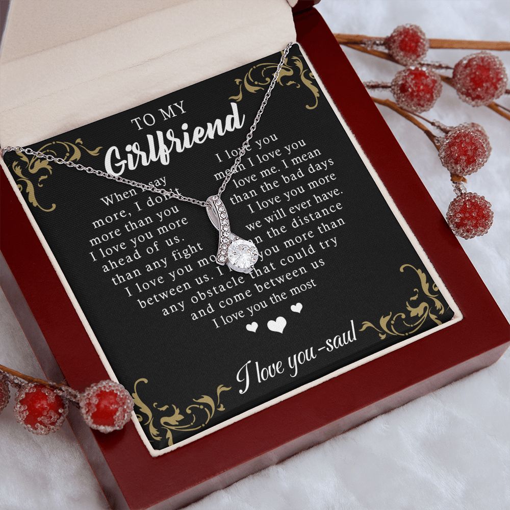 To My Girlfriend Necklace from Boyfriend, Personalized Necklace for Women, Luxury Necklace for Girlfriend, Wedding Anniversary Present For Her, Girlfriend Gift Jewelry Christmas Birthday Gift Alluring Beauty Necklace