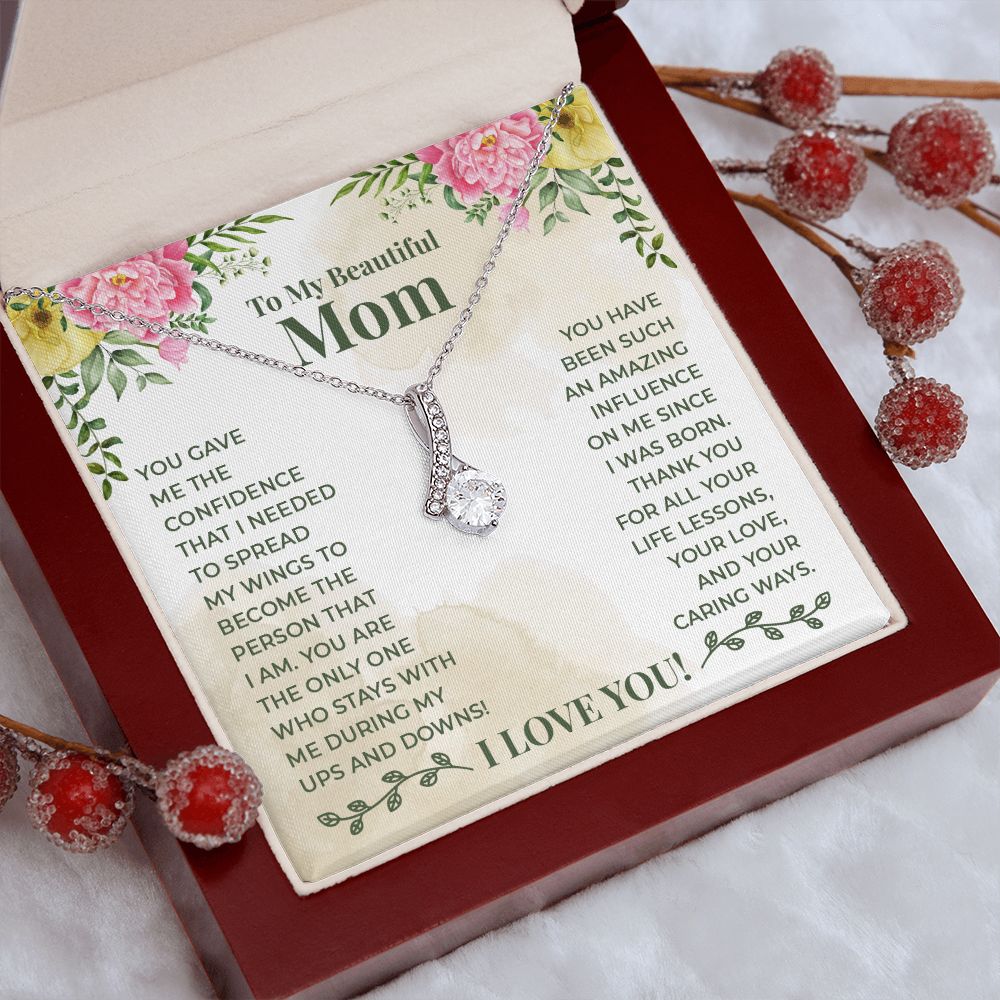 Mom Necklace Gifts for Mom from Daughter to Mom Gifts for Mothers Day from Daughter, To My Mom Necklace from Daughter to Mom Birthday Gifts Necklace with Message Card and Gift Box22 Alluring Beauty Necklace