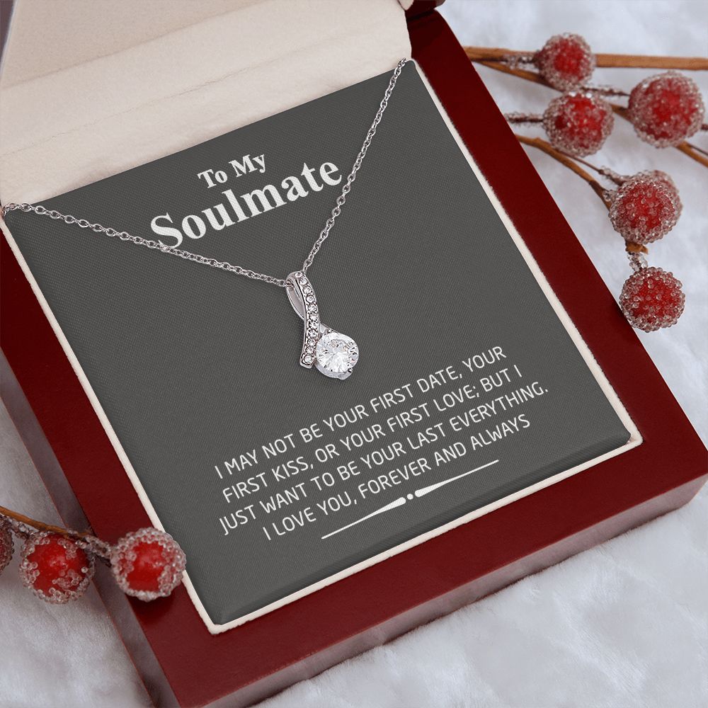 To My Soulmate Necklace for Women Birthday Valentines Day Jewelry Gifts For My Wife with Message Card Box Personalized Gift Present Pendant for Future Wife Soulmate Girlfriend Love 2 Alluring Beauty Necklace