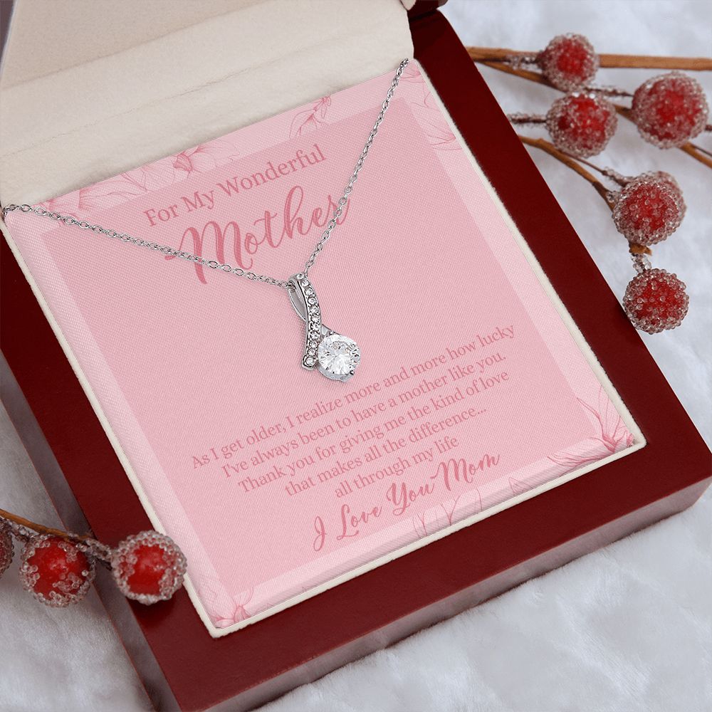 To My Wonderful Mother Necklace Message Card, Gift Box for Mom Birthday Gift From Daughter Mothers Day Necklace for Mom Gift From Daughter Mom Gifts For Wedding Mom Thank You Gift For Mom Alluring Beauty Necklace