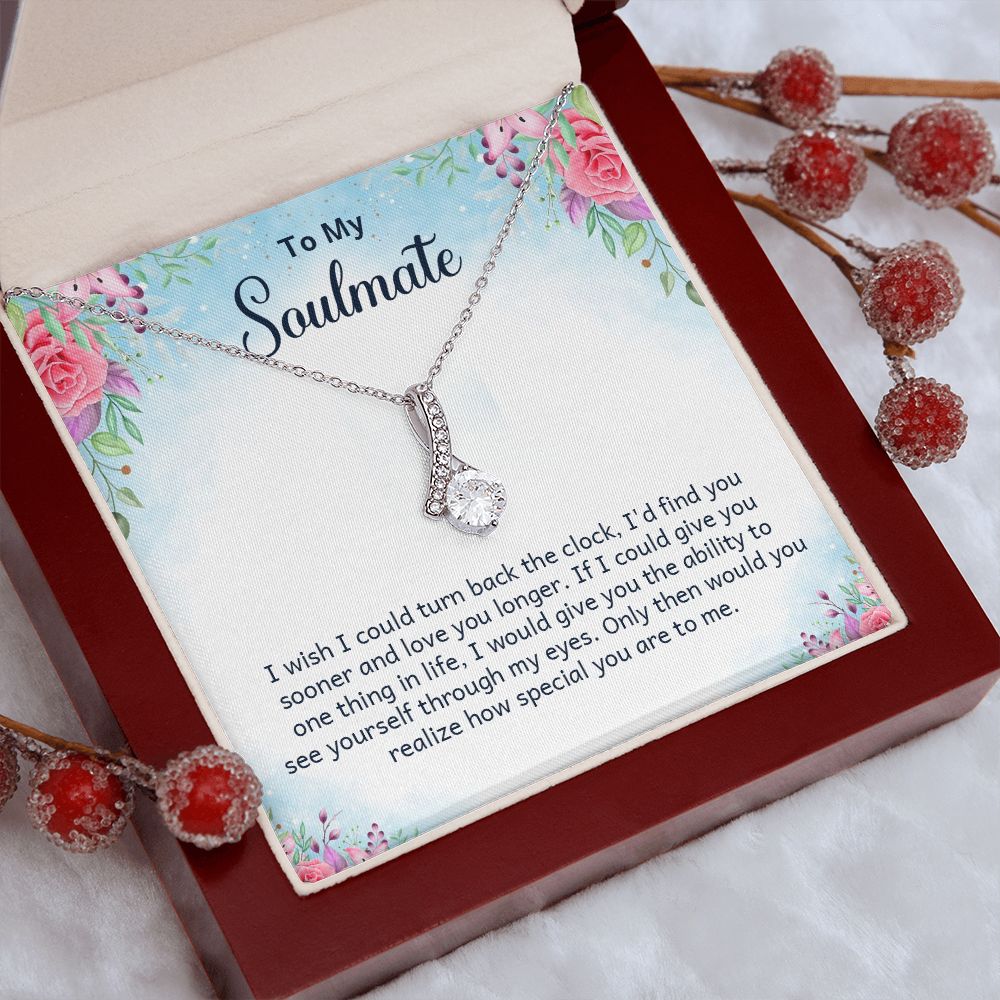 To My Soulmate Necklace for Women Birthday Christmas Jewelry Gifts For My Wife with Message Card Box Personalized Gift Present Pendant for Future Wife Soulmate Girlfriend Love 17 Alluring Beauty Necklace