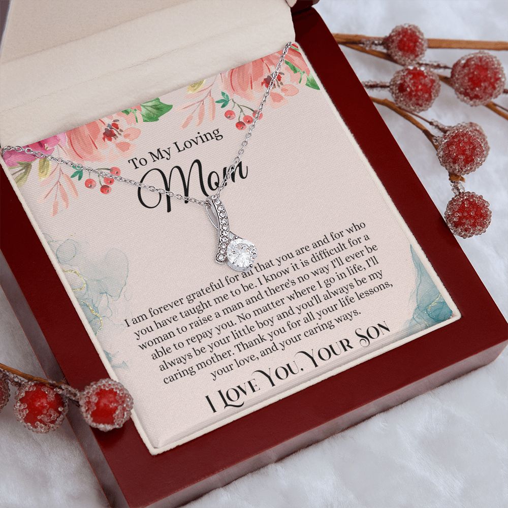 To My Loving Mom Necklace, Mom Gift From Son, Mom Necklace, Gift For Mom From Son, Mom Mother's Day Gift From Son, Mom Birthday Gift From Son, To My Mom Gift, Necklace for Women Alluring Beauty Necklace