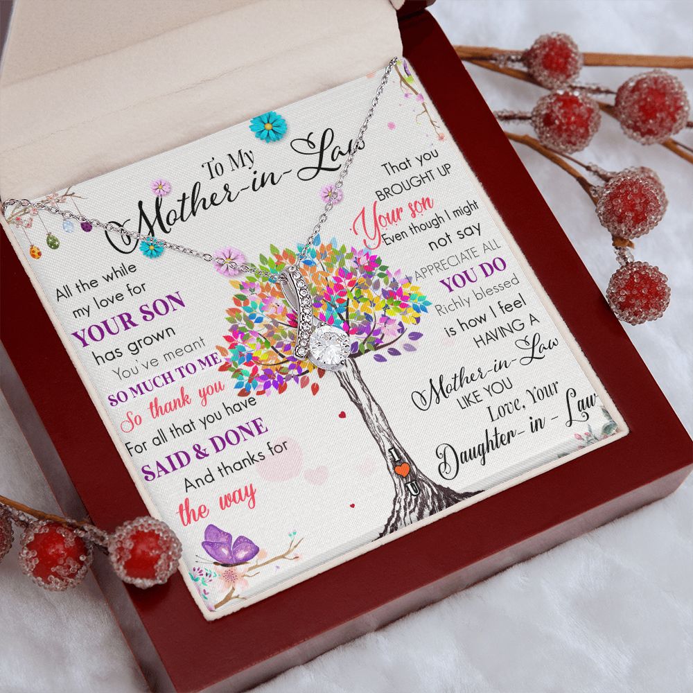 To My Mom Tree Necklace Pendant Gift From Daughter In Law Necklace Said And Done Gift For To Mom Happy Mother's Day Mother In Law Gift On Birthday Anniversary Gift 30821 Alluring Beauty Necklace