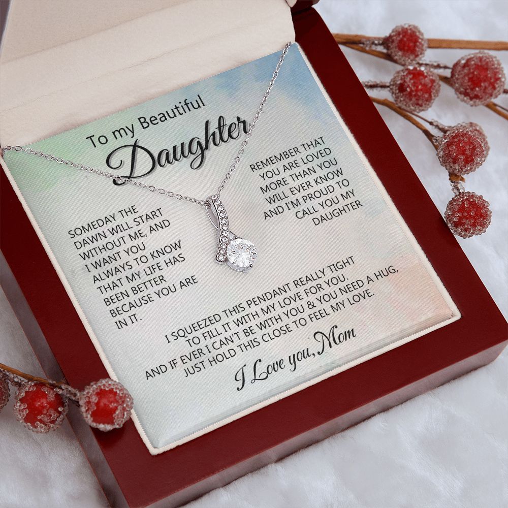 Jewelry Pendant Present for Daughter, To My Daughter Gift Necklace from Mom, Mother Daughter Gift Ideas, Birthday Christmas Gift Graduation Gifts for Daughters, Mother and Daughter Necklace 14 Alluring Beauty Necklace