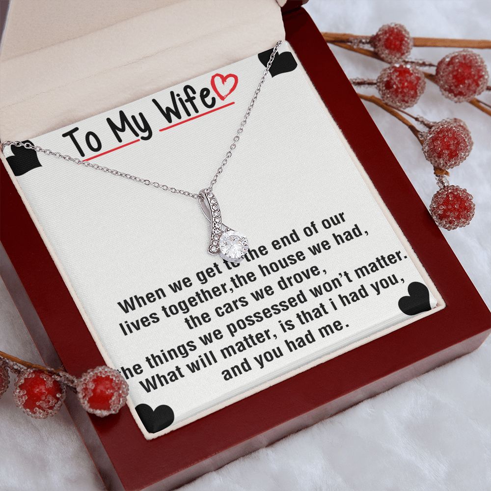 To My Wife Necklace from Husband, Personalized Necklace for Women, Luxury Necklace for Wife from Man Men, Wedding Anniversary Present For Wife, Beautiful Wife Jewelry Christmas Birthday Gift For Wife25 Alluring Beauty Necklace