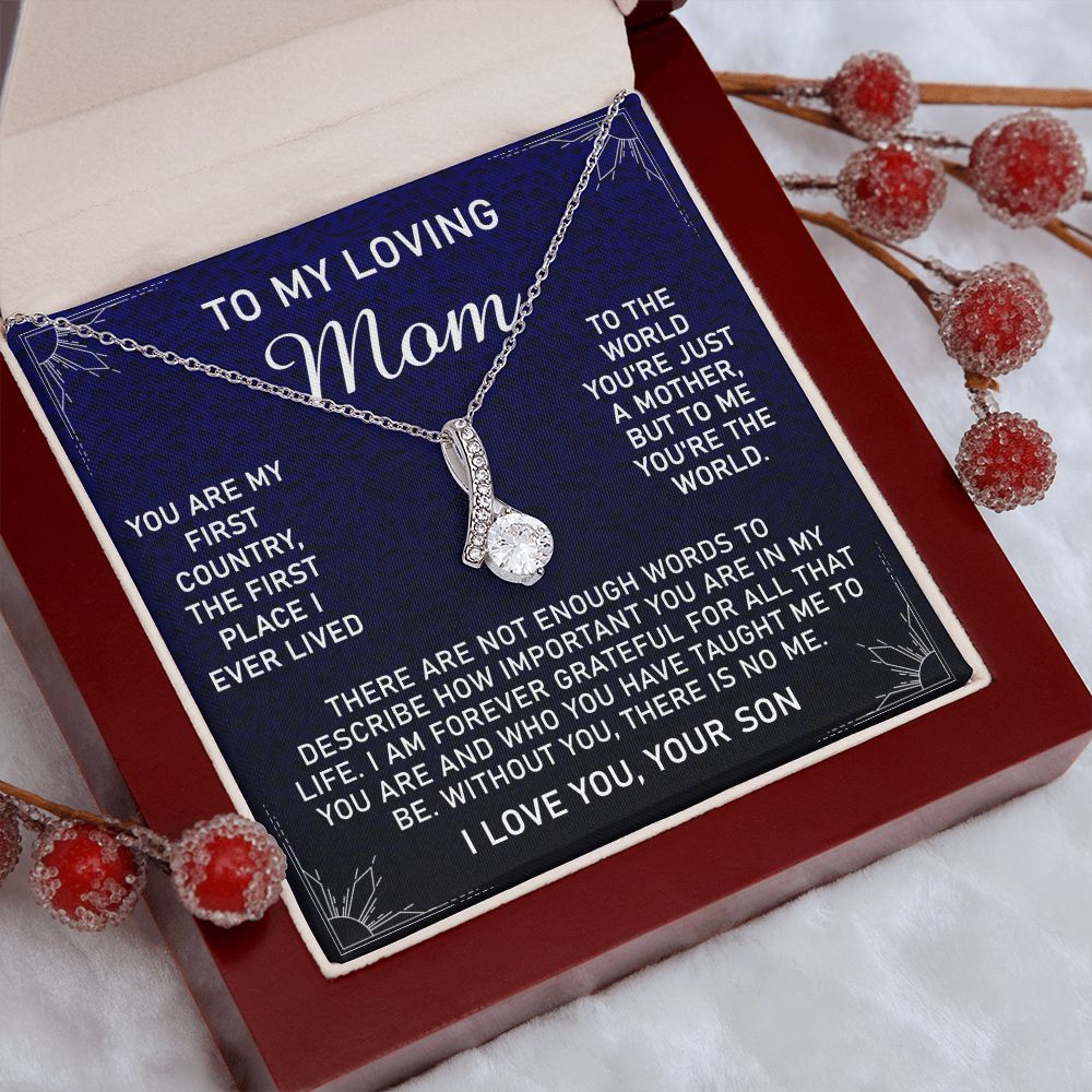 To My Loving Mom Necklace, Gift for Mom from Son, Mother's Day Jewelry Gift, Necklace for Mom Birthday Anniversary Mother's Day Jewelry Gift, To My Mom Necklace from Son Alluring Beauty Necklace