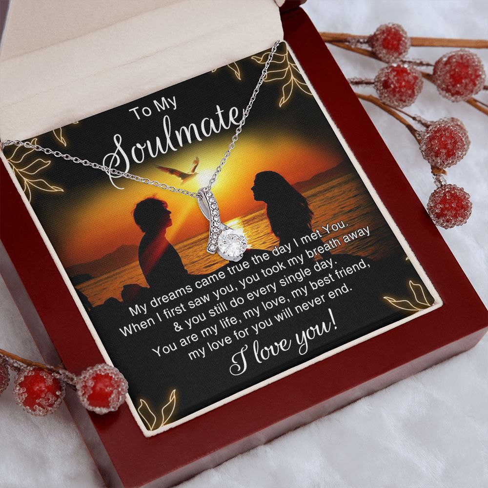 To My Soulmate Necklace for Women Birthday Christmas Jewelry Gifts For My Wife with Message Card Box Personalized Gift Present Pendant for Future Wife Soulmate Girlfriend Love 6 Alluring Beauty Necklace