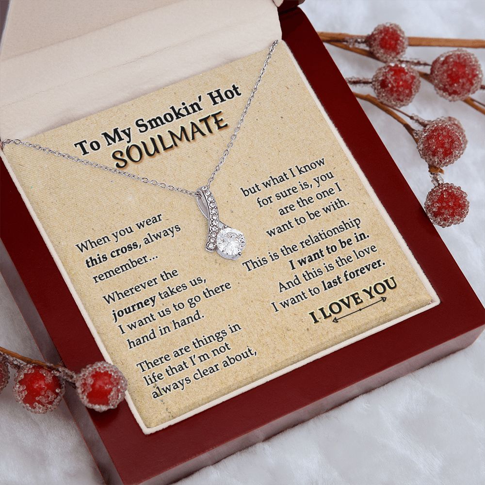 To My Soulmate Necklace for Women Birthday Valentines Day Jewelry Gifts For My Wife with Message Card Box Personalized Gift Present Pendant for Future Wife Soulmate Girlfriend Love 9 Alluring Beauty Necklace