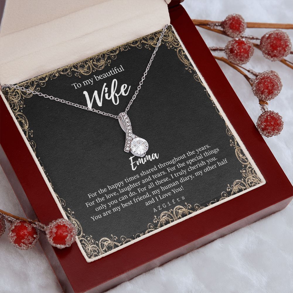 To My Wife Necklace from Husband, Personalized Necklace for Women, Luxury Necklace for Wife from Man Men, Wedding Anniversary Present For Wife, Beautiful Wife Jewelry Christmas Birthday Gifts For Wife9 Alluring Beauty Necklace
