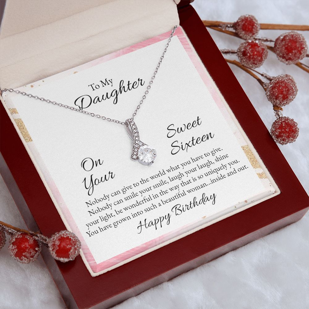 Mother and Daughter Necklace for Girls, To My Daughter Gift Necklace from Mom, Birthday Christmas Gift Graduation Gifts for Daughters, Jewelry Pendant Present for Daughter, Mother Daughter Gift 43 Alluring Beauty Necklace